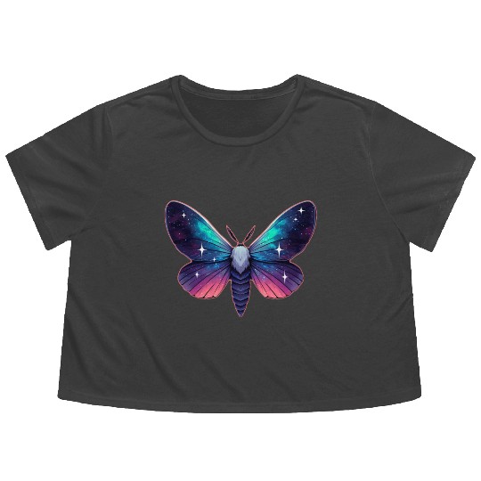 Galaxy Moth - Cosmic Space Themed Fantasy Flowy Cropped Tees