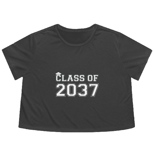 Class Of 2037 Pre K Grow With Me Graduation Flowy Cropped Tees