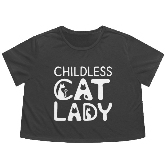 Childless Cat lady Kamala Harris Flowy Cropped Tees