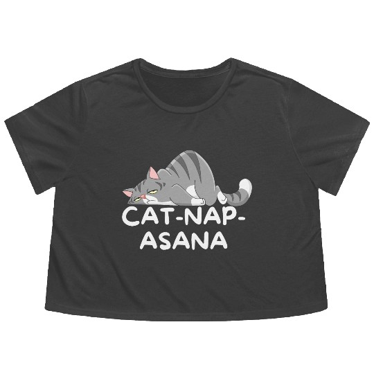 Funny Cat-Nap-Asana sleeping yoga Flowy Cropped Tees
