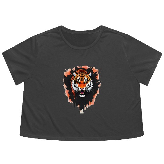 Roaring Tiger, Wild Instinct, Jungle King Flowy Cropped Tees