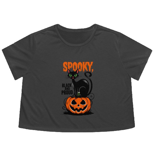 Spooky Black and Proud Flowy Cropped Tees