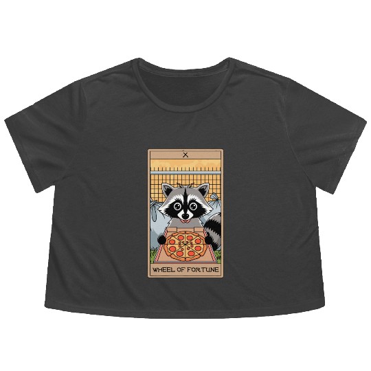 Wheel of Fortune Raccoons Tarot Card Flowy Cropped Tees