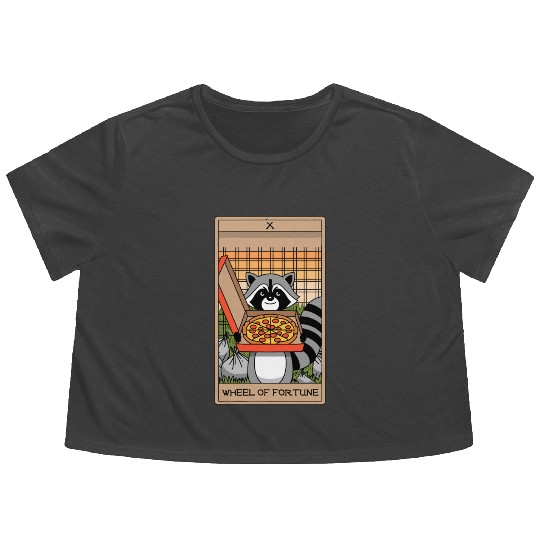 Wheel of Fortune Raccoons Tarot Card Flowy Cropped Tees