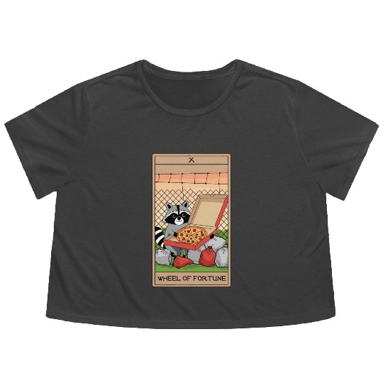 Wheel of Fortune Raccoons Tarot Card Flowy Cropped Tees