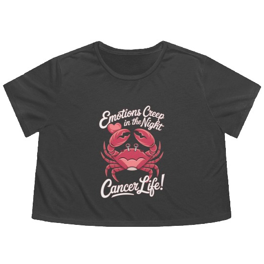 Emotions Creep in the Night Cancer Zodiac Sign Flowy Cropped Tees