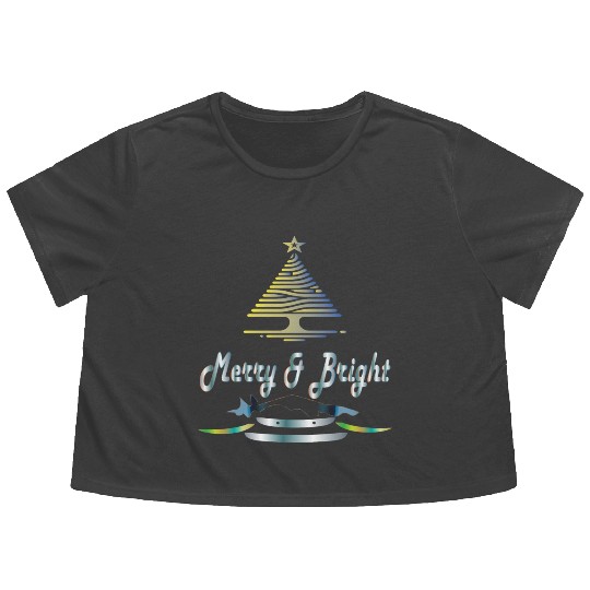 ' Christmas and merry bright 'typography design Flowy Cropped Tees