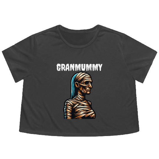 Mummy Grandma GRANMUMMY Halloween Women Horror Flowy Cropped Tees