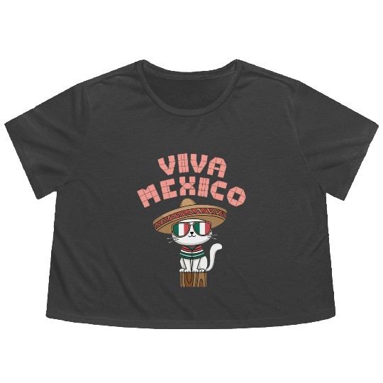 Viva Mexico Celebrate Hispanic Heritage Month Flowy Cropped Tees