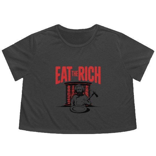 Eat The Rich Döner Kebab Satirical Design Flowy Cropped Tees