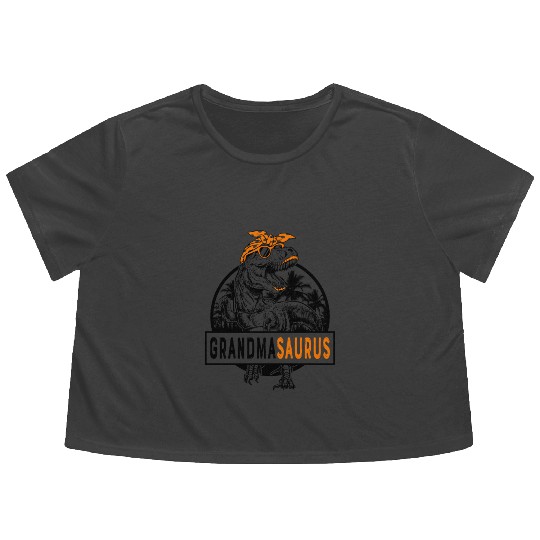 Grandmasaurus Fun Grandmasaurus Mother's Day 1WH2 Flowy Cropped Tees