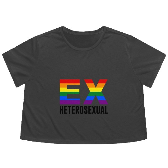 Ex Heterosexual Rainbow Flag LGBT Pride Month Flowy Cropped Tees
