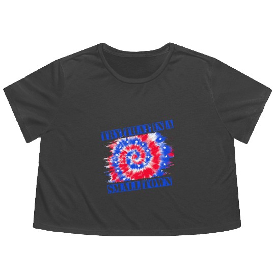 Try That In a Small Town US Flag Flowy Cropped Tees