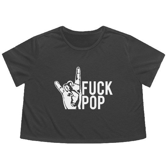 Fuck pop charts music heavy metal fun hand gesture Flowy Cropped Tees
