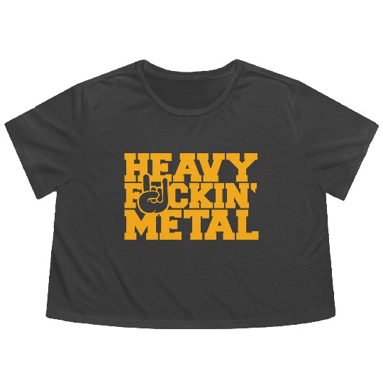 Heavy F#ckin' Metal Hard Rock Fun Music Text Quote Flowy Cropped Tees