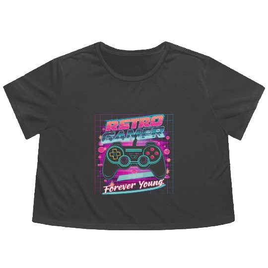 Retro Gamer Forever Young 01 Flowy Cropped Tees