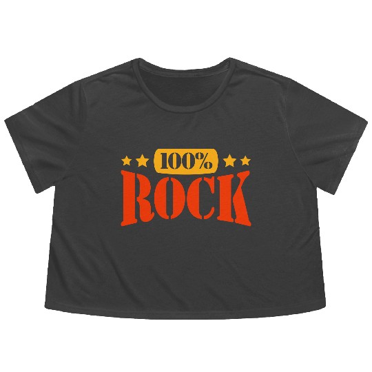 100 % Percent Rock Heavy Metal Music Text Logo Flowy Cropped Tees