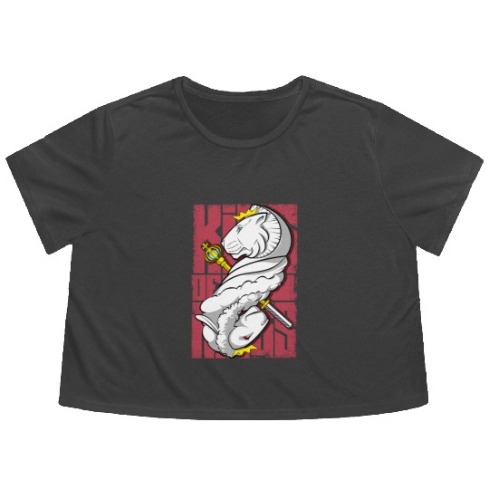 Lion King and the Holy Lamb Christian Art Flowy Cropped Tees