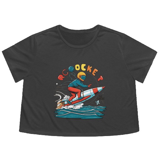 Flowy Cropped Tees/ Flowy Cropped Tees "Rocket Surfing" logo design