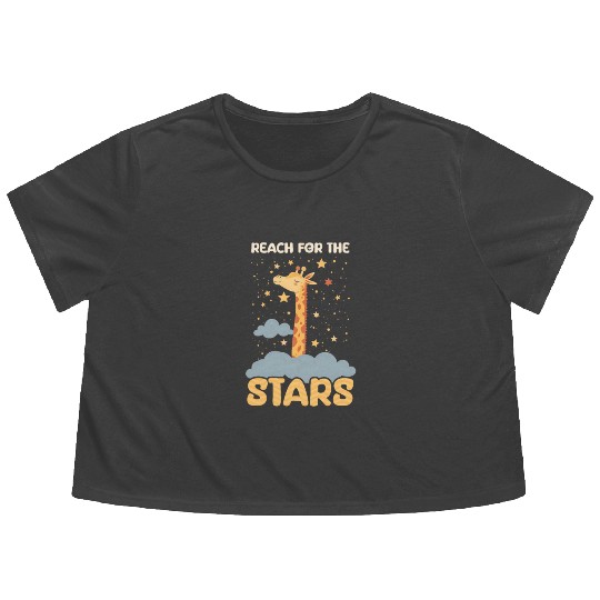 Giraffe Reach For The Stars Flowy Cropped Tees