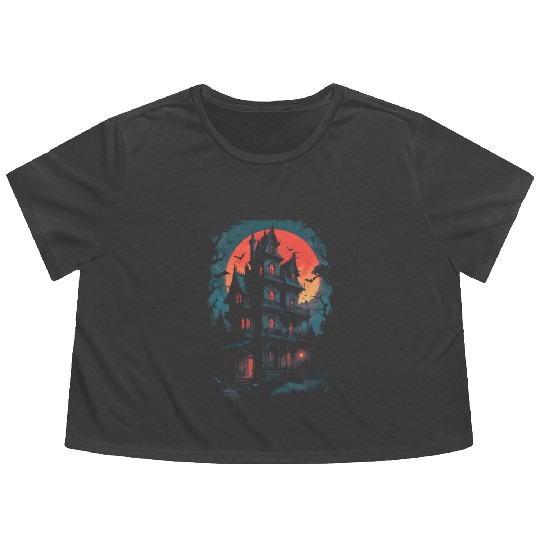 Haunted House Flowy Cropped Tees