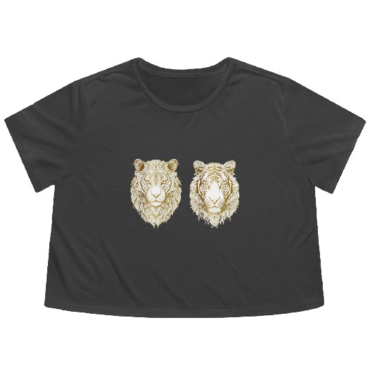 Tiger heads Flowy Cropped Tees
