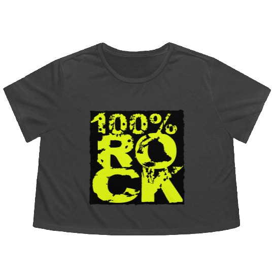 100 % Percent Rock Heavy Metal Music Text Logo Flowy Cropped Tees