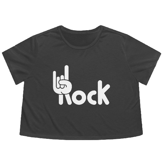 Heavy Metal Fun Hard Rock Music Horns Hand Gesture Flowy Cropped Tees