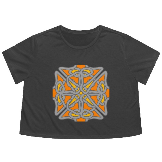 Abstract Geometric Knot Design Flowy Cropped Tees