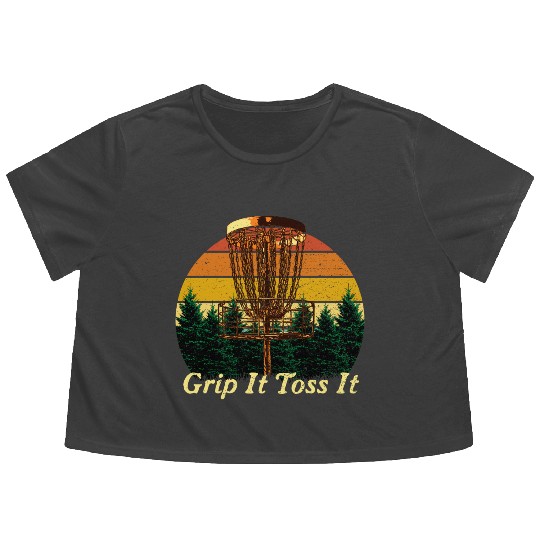 Grip It Toss It Disc Golf Sports Golfer Games Outd Flowy Cropped Tees