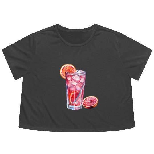 Grapefruit Citrus Cocktail Flowy Cropped Tees