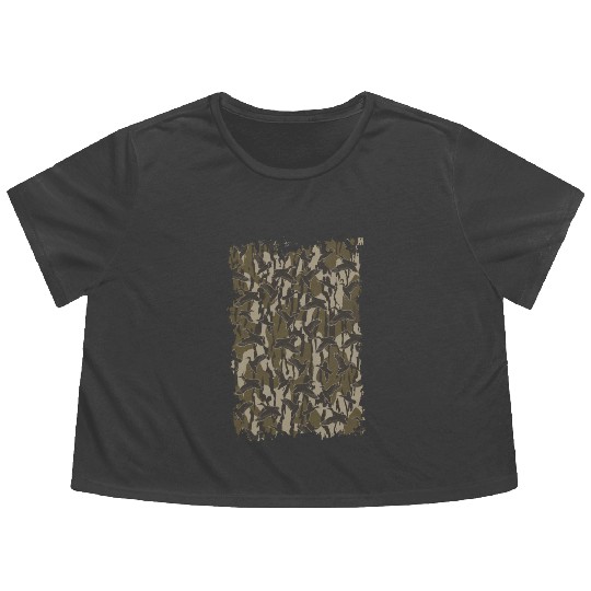 Waterfowl Hunting Camo Duck Hunters Bottomland Cam Flowy Cropped Tees