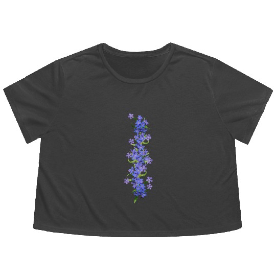 evergreen blue flowers blue blooms Flowy Cropped Tees