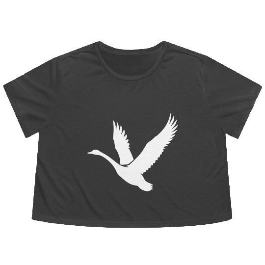 Swan Wild Birds Tattoo Style Flowy Cropped Tees