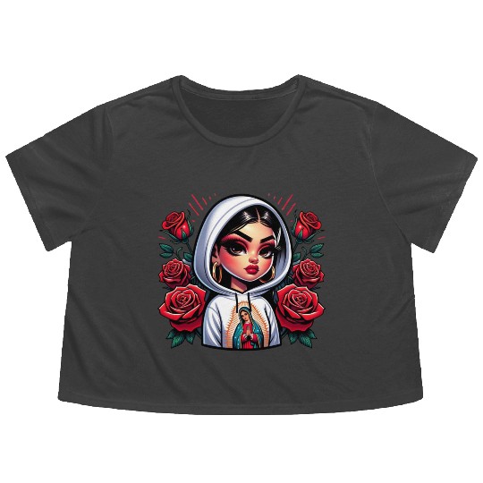 Virgen de Guadalupe Our Lady of Guadalupe Flowy Cropped Tees