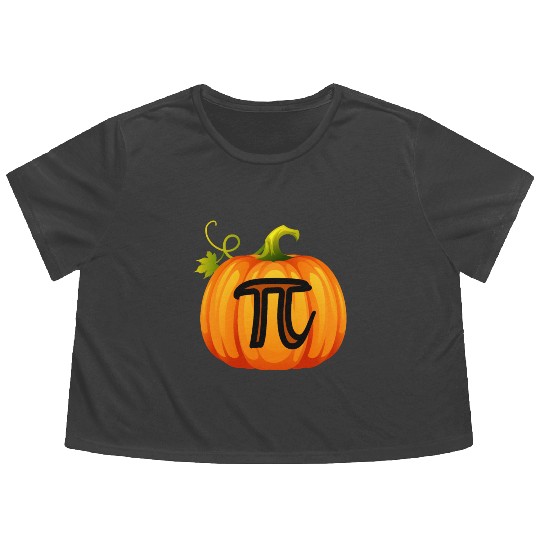 Pumpkin Pi Math Halloween Thanksgiving Pie Day Flowy Cropped Tees