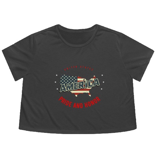 Betsy Flag pride and honor America First 1776 Flowy Cropped Tees