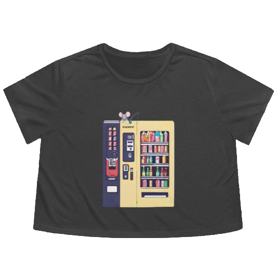 Japanese vending machine with little friend. Flowy Cropped Tees