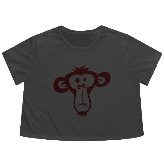 Sad Confused Monkey Head Funny Bored Primate Face Flowy Cropped Tees