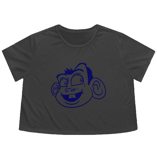 Monkey Face Sweet Cute Little Head Laughs Happy Flowy Cropped Tees