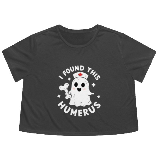 I Found This Humerus Funny Halloween For Nurses Flowy Cropped Tees