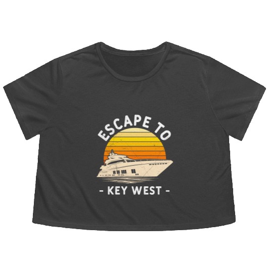 Florida ESCAPE TO KEY-WEST Sailing Florida Flowy Cropped Tees