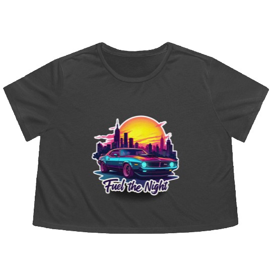 Cyberpunk Muscle Car Flowy Cropped Tees