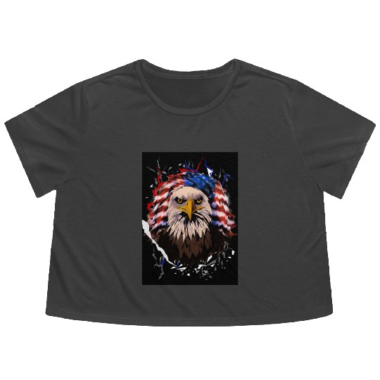 Wicked Eagle Flowy Cropped Tees
