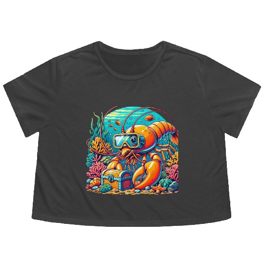 Shrimp Exploration-Underwater Adventure Flowy Cropped Tees