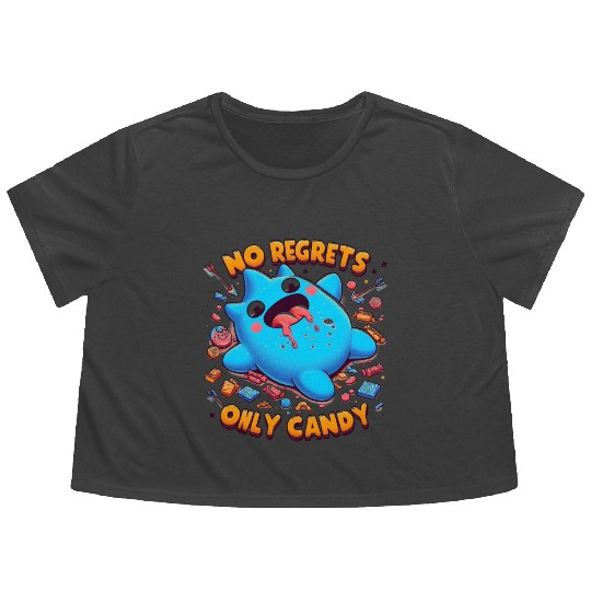 Stitch Halloween No Regrets Only Candy Flowy Cropped Tees