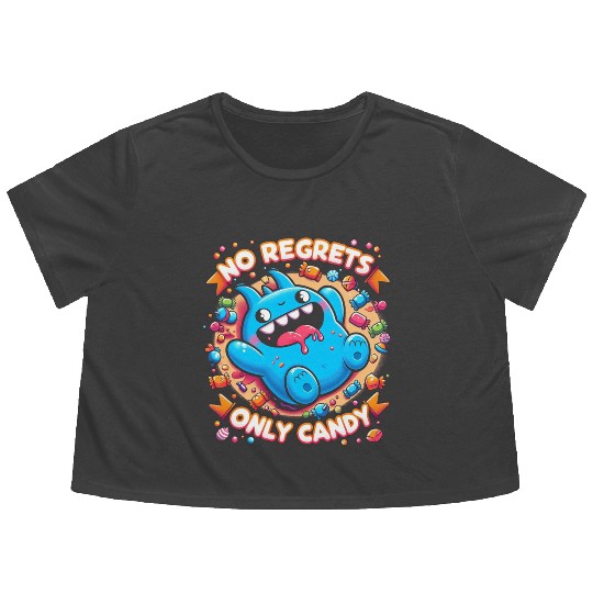 Stitch Halloween Disneyland No Regrets Only Candy Flowy Cropped Tees
