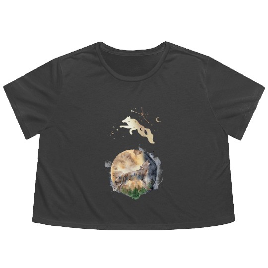 Wolf Moon Magic Flowy Cropped Tees