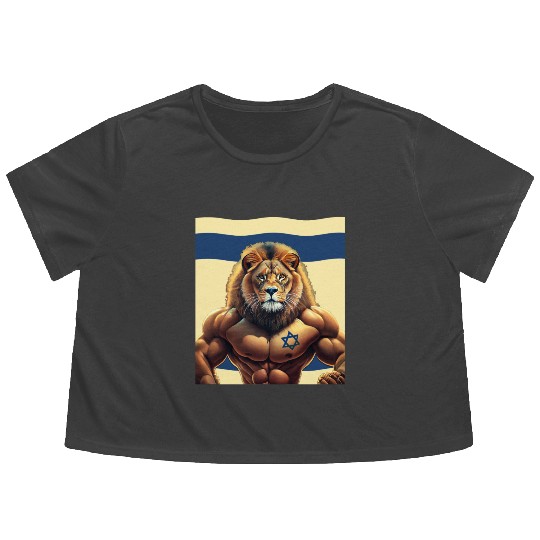 Strength and Unity: The Lion of Israel, Israeli Pa Flowy Cropped Tees