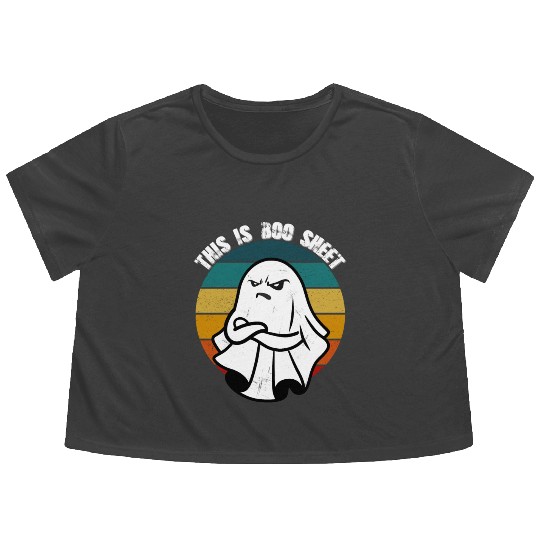 This Is Boo Sheet Ghost Retro Halloween Flowy Cropped Tees